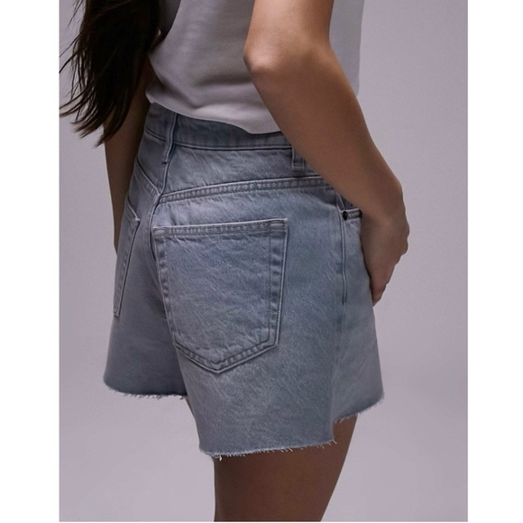 TOPSHOP Denim Shorts A-Line Mom Shorts Bleach Wash - Picture 17 of 17
